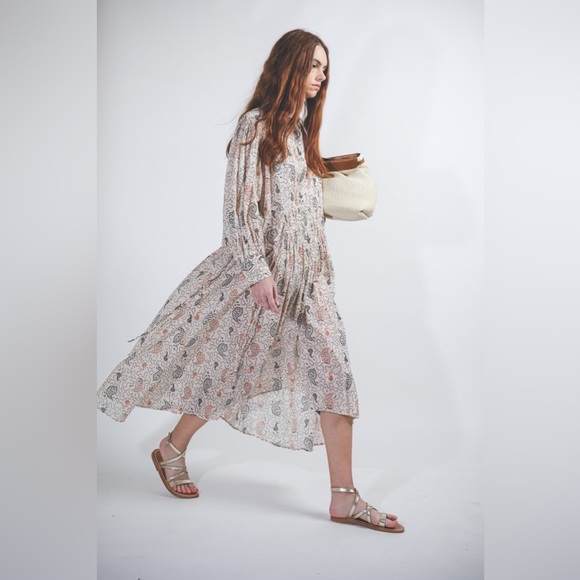 ISABEL MARANT / Ariana Printed Boho Cotton Midi Dress 44 large L - Picture 8 of 11